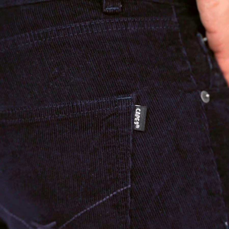 Macro close-up of CAPE-9 16-wale corduroy fabric in Navy